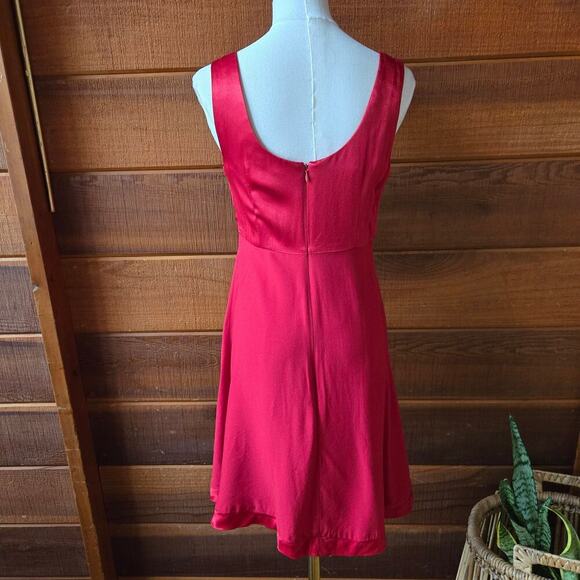 Rampage VTG 90s Y2K Red Satin Silky Bow Mini Dress 7 Coquette Feminine Romantic - Picture 3 of 11
